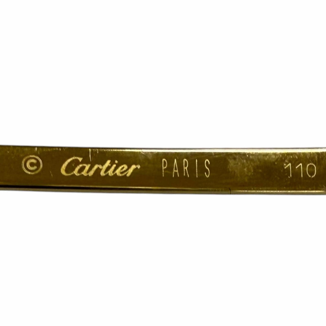 美品□Cartier カルティエ リムレス アイウェア サングラス ゴールド ブラウン 72□9-110 度なし フランス製 メンズ レディース