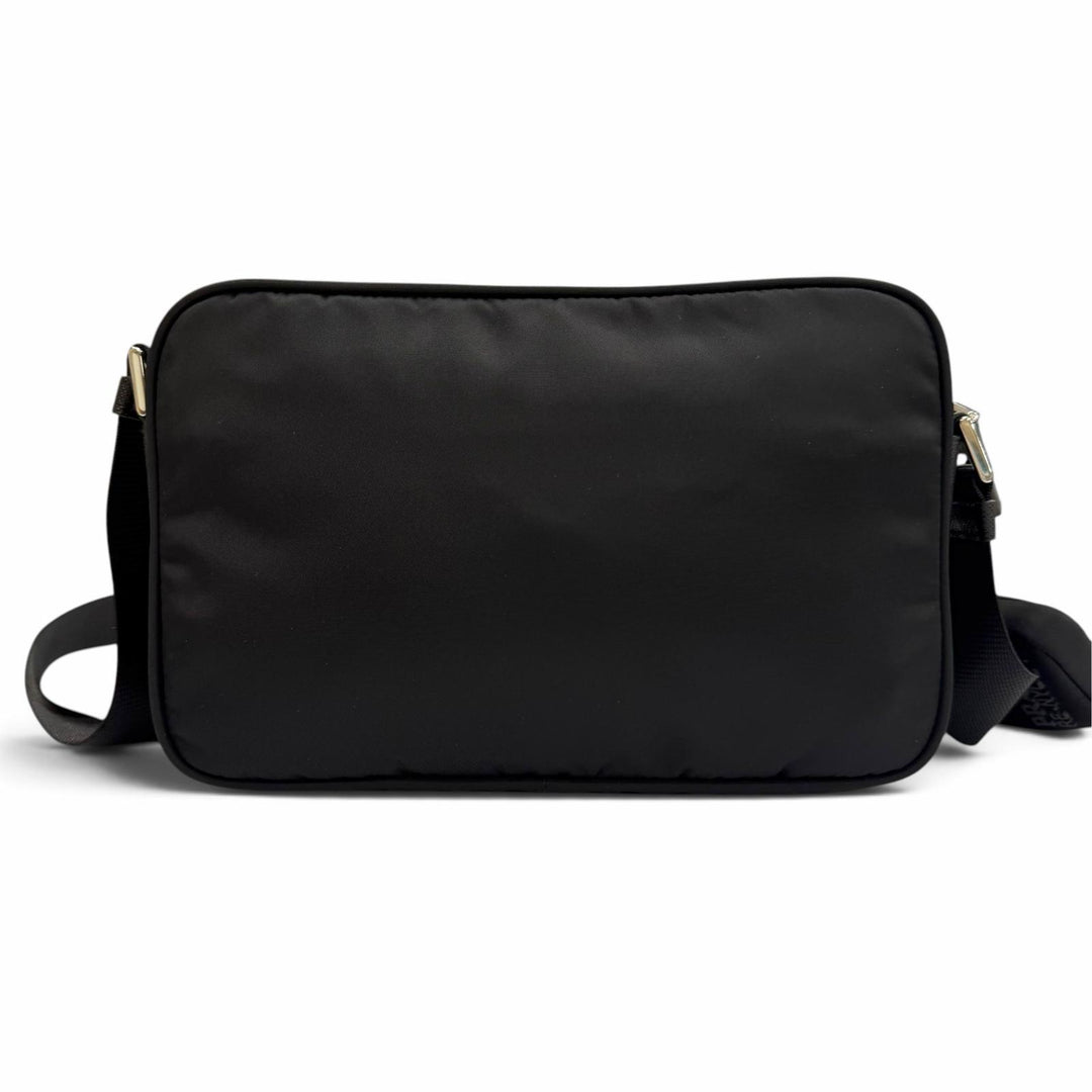 美品▼PRADA プラダ 1BC167 ナイロン レザー Re-Nylon トライアングルロゴ 三角プレート ショルダーバッグ ブラック イタリア製 メンズ