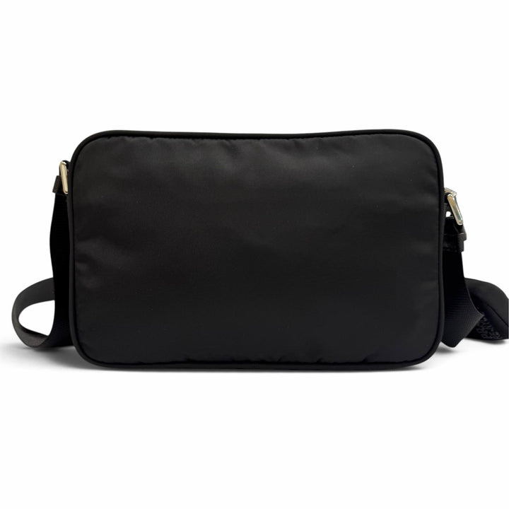 美品▼PRADA プラダ 1BC167 ナイロン レザー Re-Nylon トライアングルロゴ 三角プレート ショルダーバッグ ブラック イタリア製 メンズ