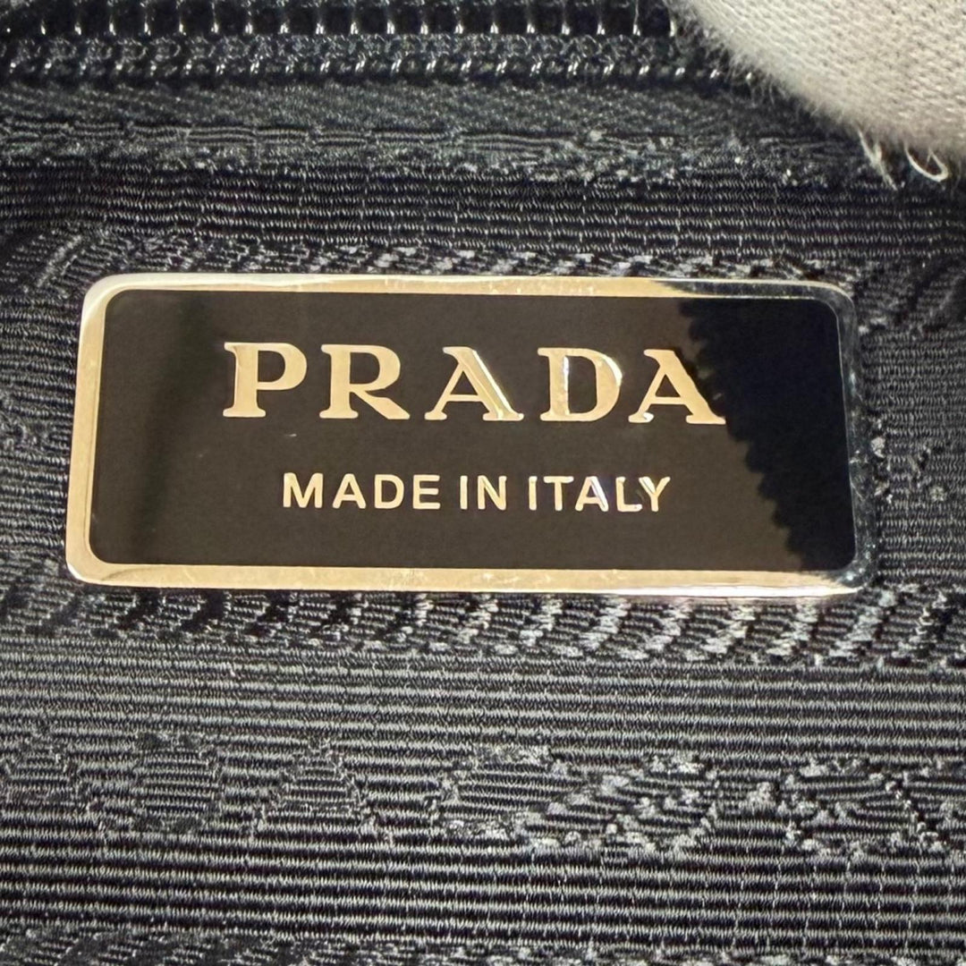 美品▼PRADA プラダ 1BC167 ナイロン レザー Re-Nylon トライアングルロゴ 三角プレート ショルダーバッグ ブラック イタリア製 メンズ