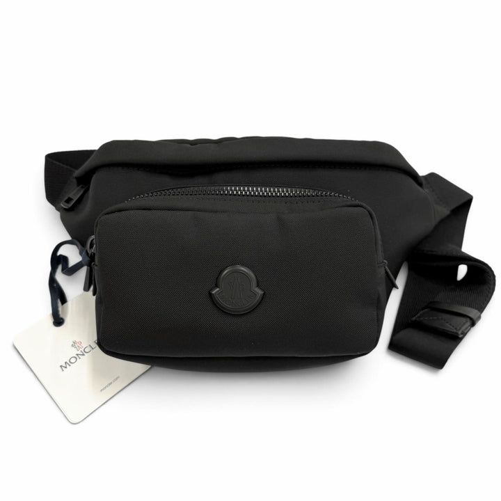 極美品▼MONCLER モンクレール 5M00005 M6256 DURANCE デュランス ロゴ付き ベルトバッグ ボディバッグ ブラック 正規品 メンズ 保存袋付