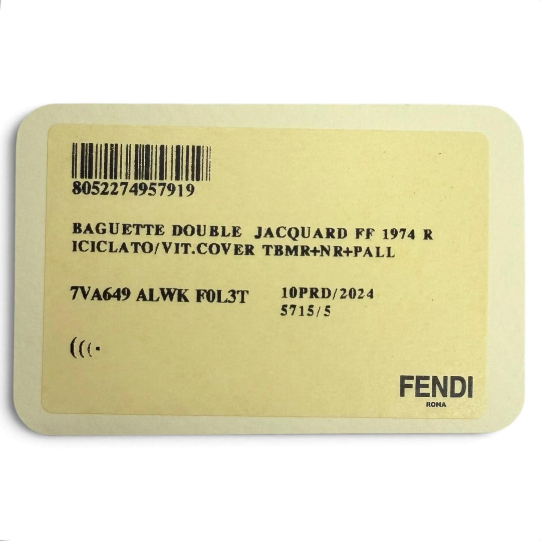 美品□FENDI フェンディ 7VA649 キャンバス レザー ズッカ柄 FFロゴ バゲット ダブル ショルダーバッグ ブラウン ブラック メンズ