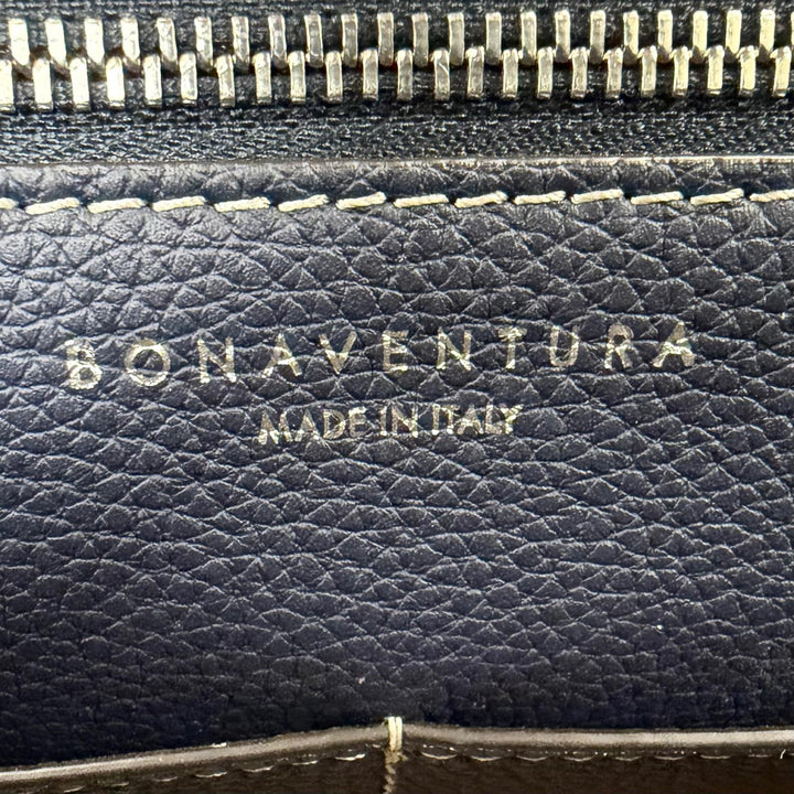 美品☆BONAVENTURA ボナベンチュラ ミア 27 シュリンクレザー 2WAYショルダーバッグ トートバッグ ネイビー イタリア製 レディース