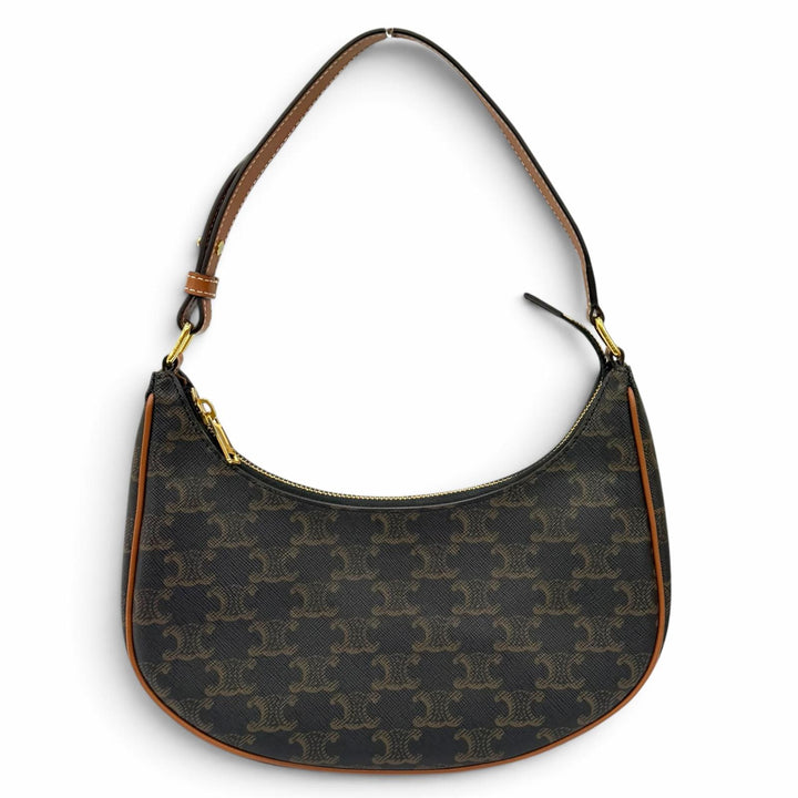 極美品★CELINE セリーヌ 19395 AVA アヴァ タン/ブラウン トリオンフ 三日月 クレセント ミディアム レザー ショルダーバッグ 伊製