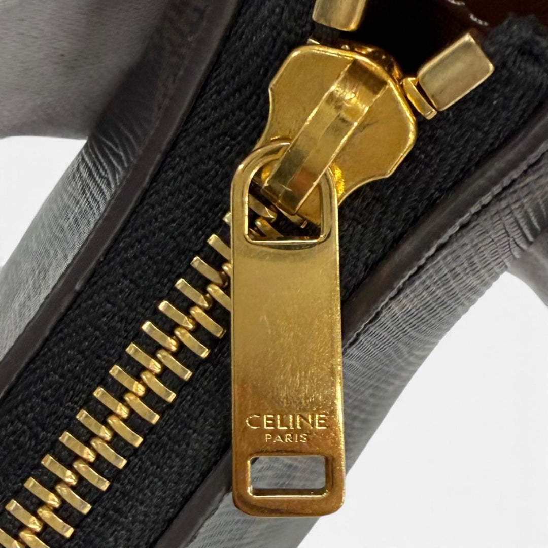 極美品★CELINE セリーヌ 19395 AVA アヴァ タン/ブラウン トリオンフ 三日月 クレセント ミディアム レザー ショルダーバッグ 伊製