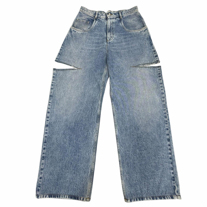 極美品▼Maison Margiela 1 メゾンマルジェラ1 2024年製 S51LA0051 スラッシュディテール デニムパンツ ブルー IT 44 伊製 正規品 メンズ