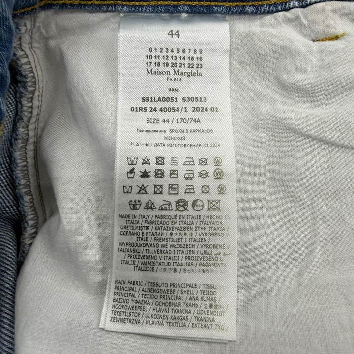 極美品▼Maison Margiela 1 メゾンマルジェラ1 2024年製 S51LA0051 スラッシュディテール デニムパンツ ブルー IT 44 伊製 正規品 メンズ