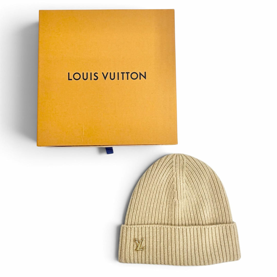 極美品△LOUIS VUITTON ルイヴィトン 2022年 M77881 ビーニー LV スパーク カシミヤ100％ ニット帽 ニットキャップ ベージュ 正規品 箱付