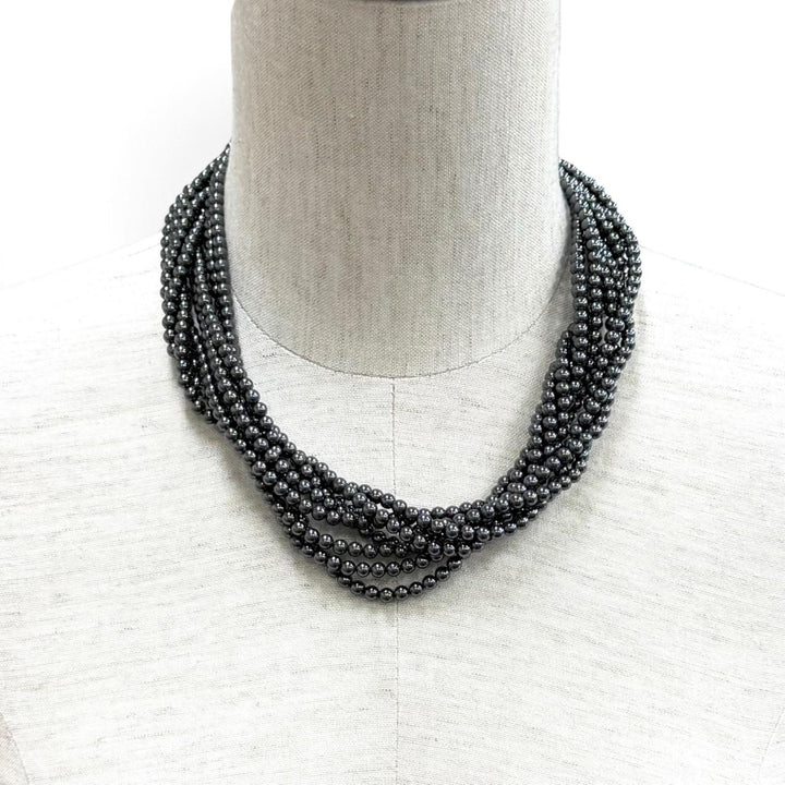 美品★TIFFANY&amp;Co. ティファニー 925 ヘマタイト 8連 ネックレス アクセサリー ガンメタリック シルバー 重量165.65g レディース 箱付き