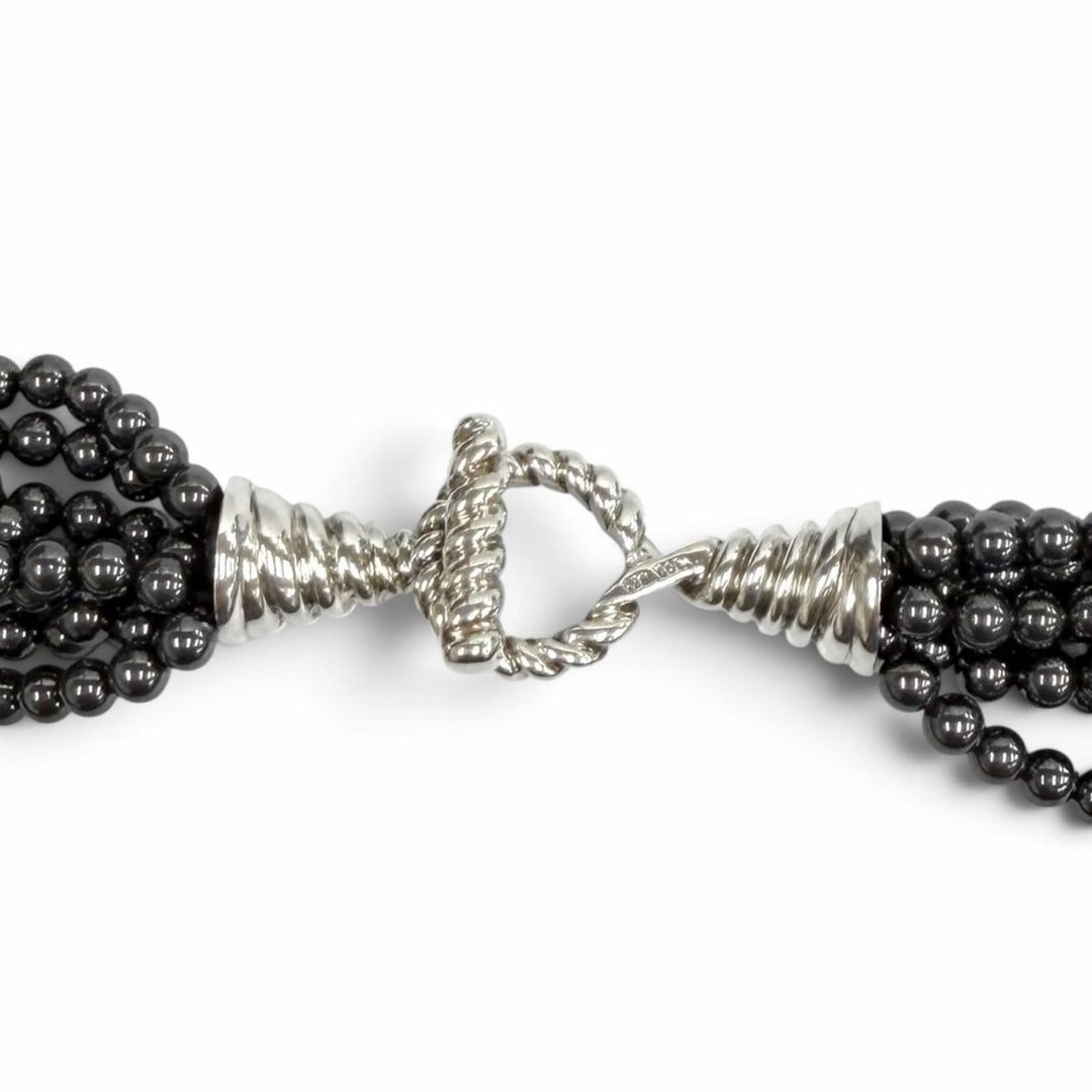 美品★TIFFANY&amp;Co. ティファニー 925 ヘマタイト 8連 ネックレス アクセサリー ガンメタリック シルバー 重量165.65g レディース 箱付き