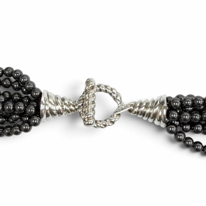 美品★TIFFANY&amp;Co. ティファニー 925 ヘマタイト 8連 ネックレス アクセサリー ガンメタリック シルバー 重量165.65g レディース 箱付き