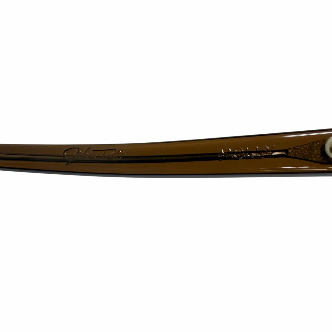 美品□JULIUS TART OPTICAL ジュリアスタートオプティカル HOLLY ツーブリッジ メガネ 眼鏡 アイウェア クリアブラウン 54□20 度なし
