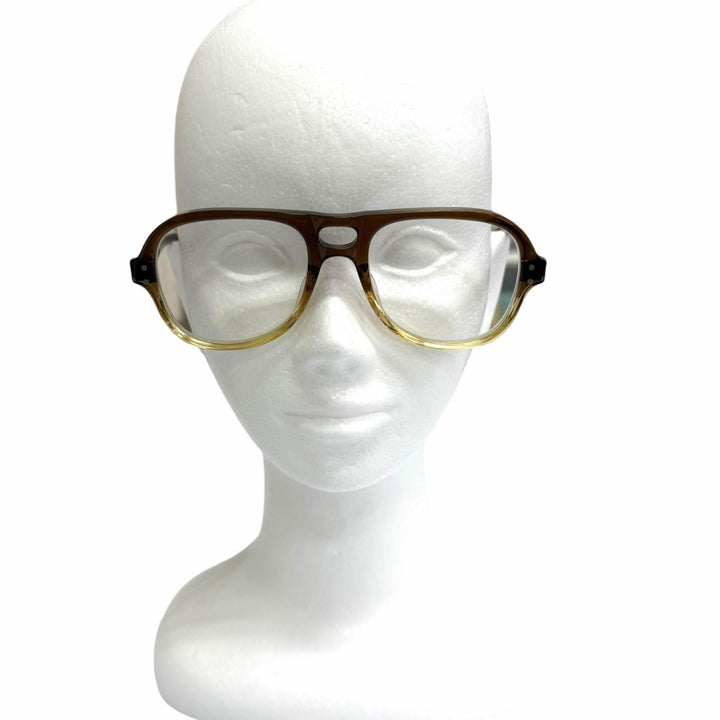 美品□JULIUS TART OPTICAL ジュリアスタートオプティカル HOLLY ツーブリッジ メガネ 眼鏡 アイウェア クリアブラウン 54□20 度なし
