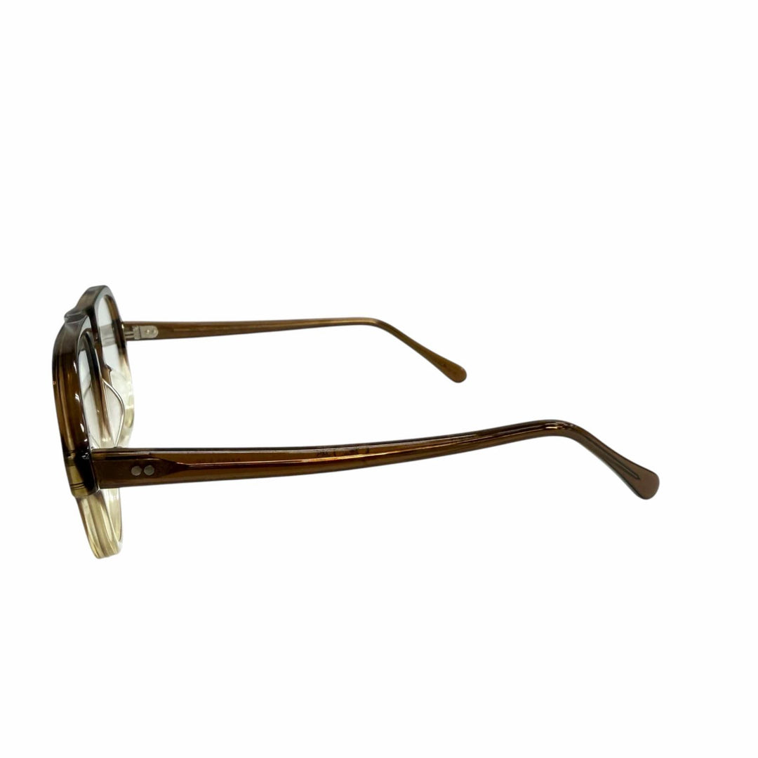 美品□JULIUS TART OPTICAL ジュリアスタートオプティカル HOLLY ツーブリッジ メガネ 眼鏡 アイウェア クリアブラウン 54□20 度なし