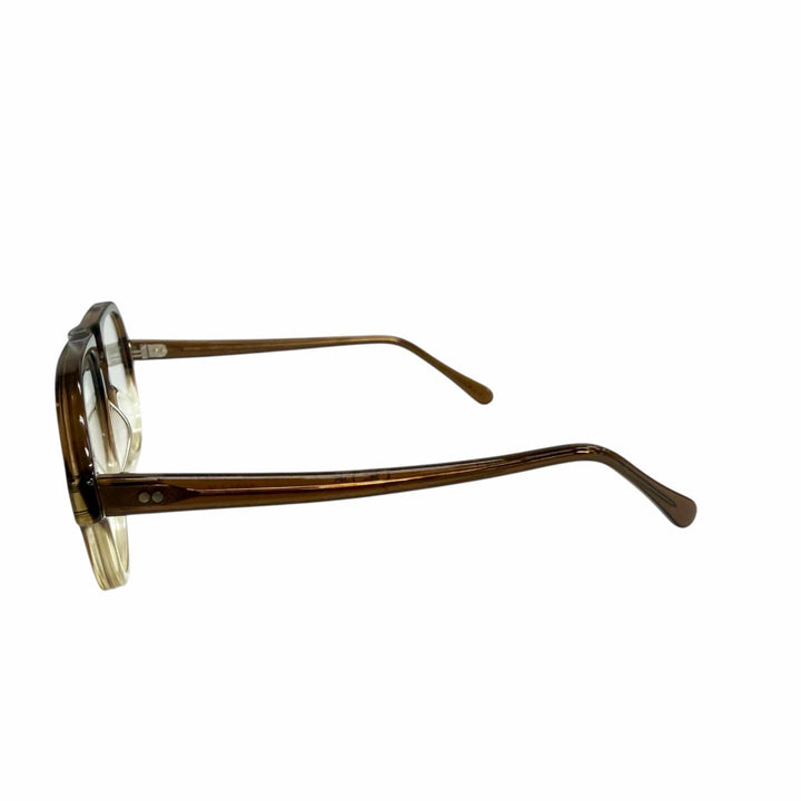 美品□JULIUS TART OPTICAL ジュリアスタートオプティカル HOLLY ツーブリッジ メガネ 眼鏡 アイウェア クリアブラウン 54□20 度なし