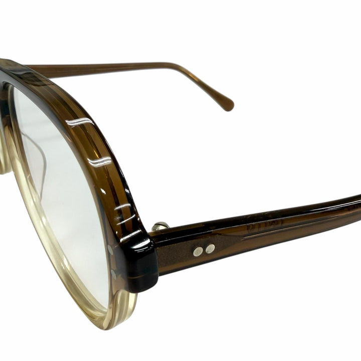 美品□JULIUS TART OPTICAL ジュリアスタートオプティカル HOLLY ツーブリッジ メガネ 眼鏡 アイウェア クリアブラウン 54□20 度なし