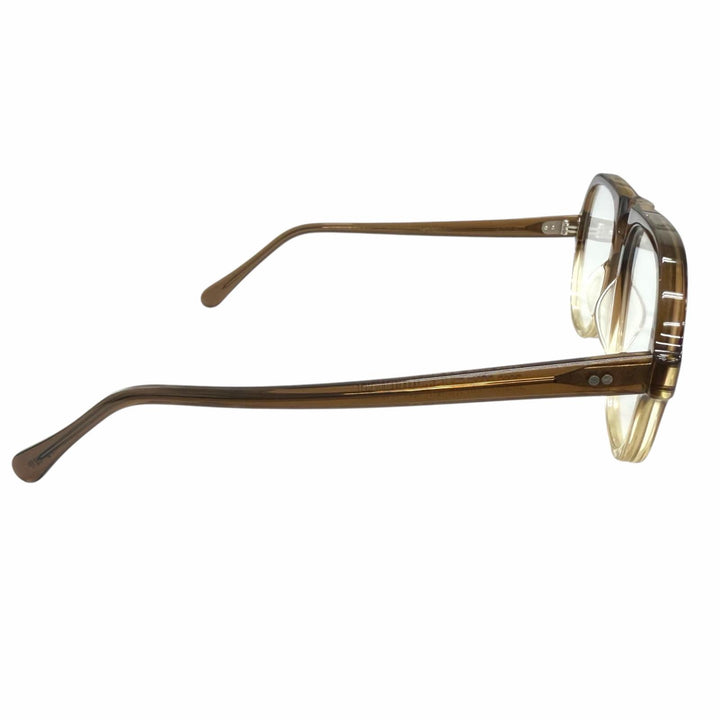 美品□JULIUS TART OPTICAL ジュリアスタートオプティカル HOLLY ツーブリッジ メガネ 眼鏡 アイウェア クリアブラウン 54□20 度なし