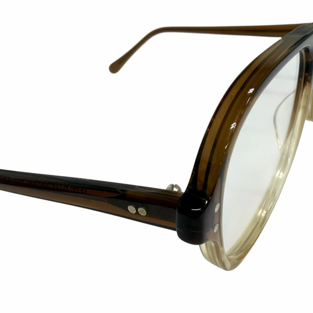 美品□JULIUS TART OPTICAL ジュリアスタートオプティカル HOLLY ツーブリッジ メガネ 眼鏡 アイウェア クリアブラウン 54□20 度なし