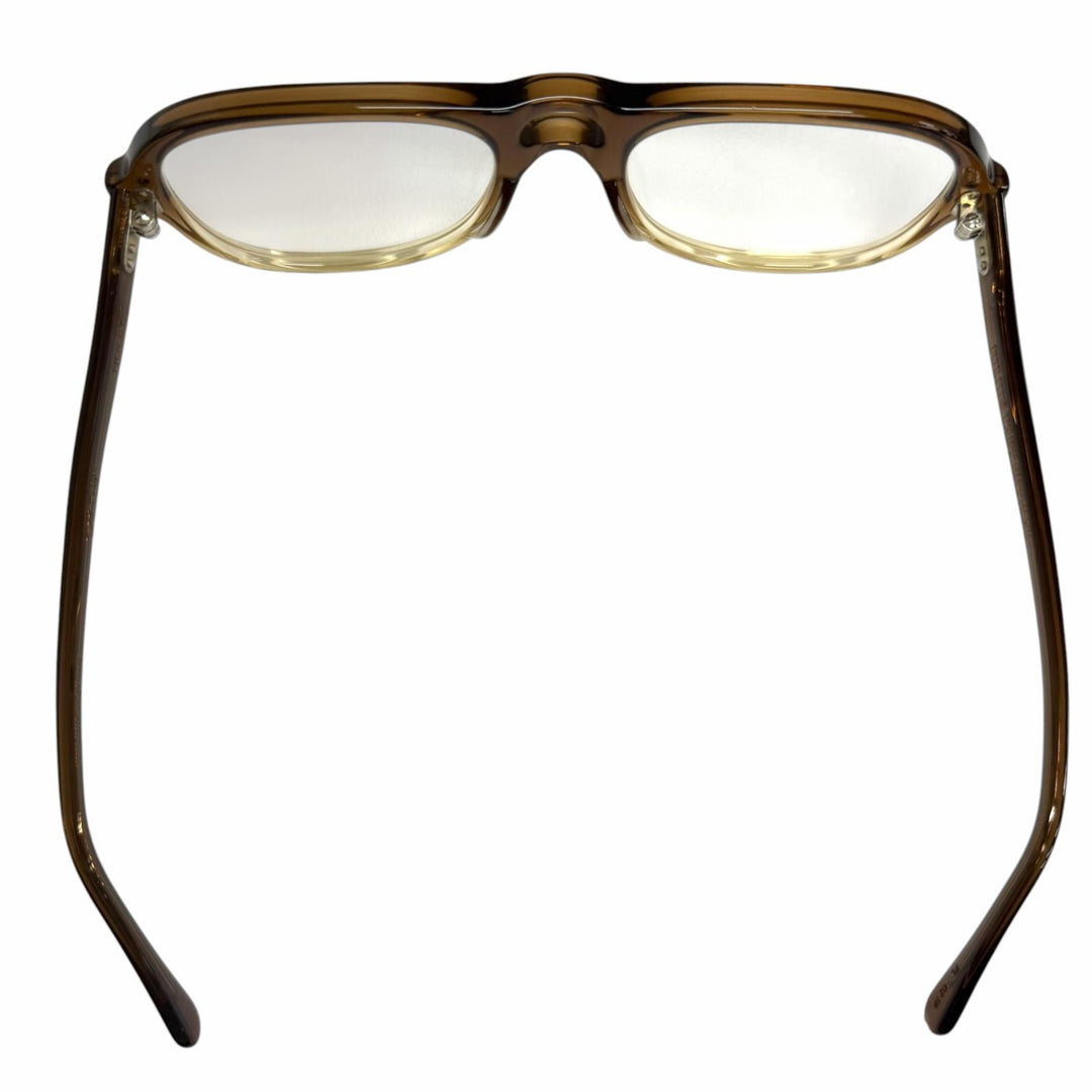 美品□JULIUS TART OPTICAL ジュリアスタートオプティカル HOLLY ツーブリッジ メガネ 眼鏡 アイウェア クリアブラウン 54□20 度なし