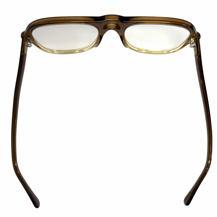 美品□JULIUS TART OPTICAL ジュリアスタートオプティカル HOLLY ツーブリッジ メガネ 眼鏡 アイウェア クリアブラウン 54□20 度なし