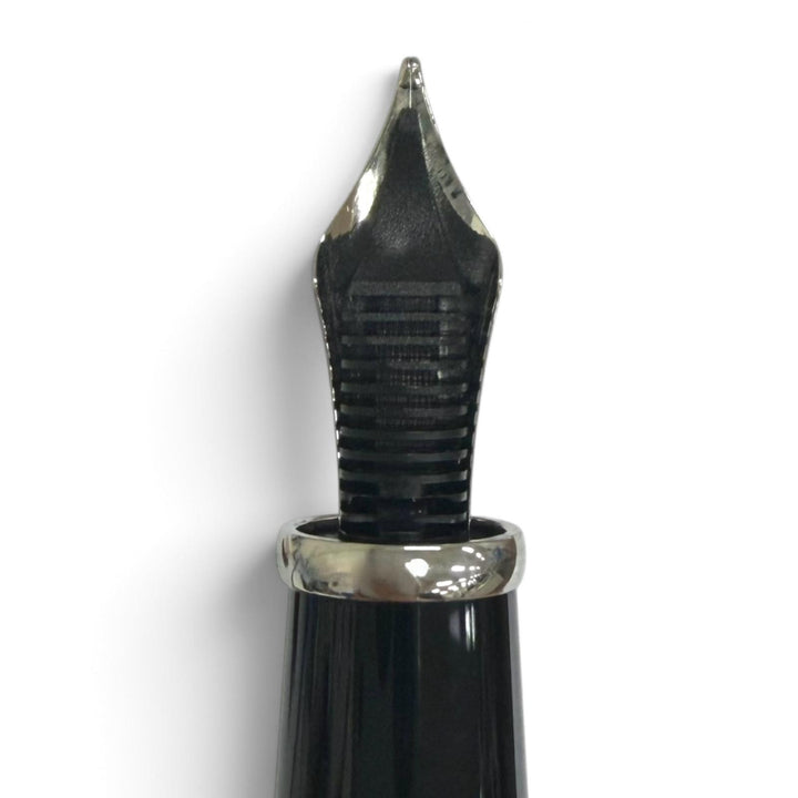 極美品□Cartier カルティエ ディアボロ ドゥ カルティエ ペン先18K Mニブ キャップ式 万年筆 ブラック シルバー フランス製 メンズ