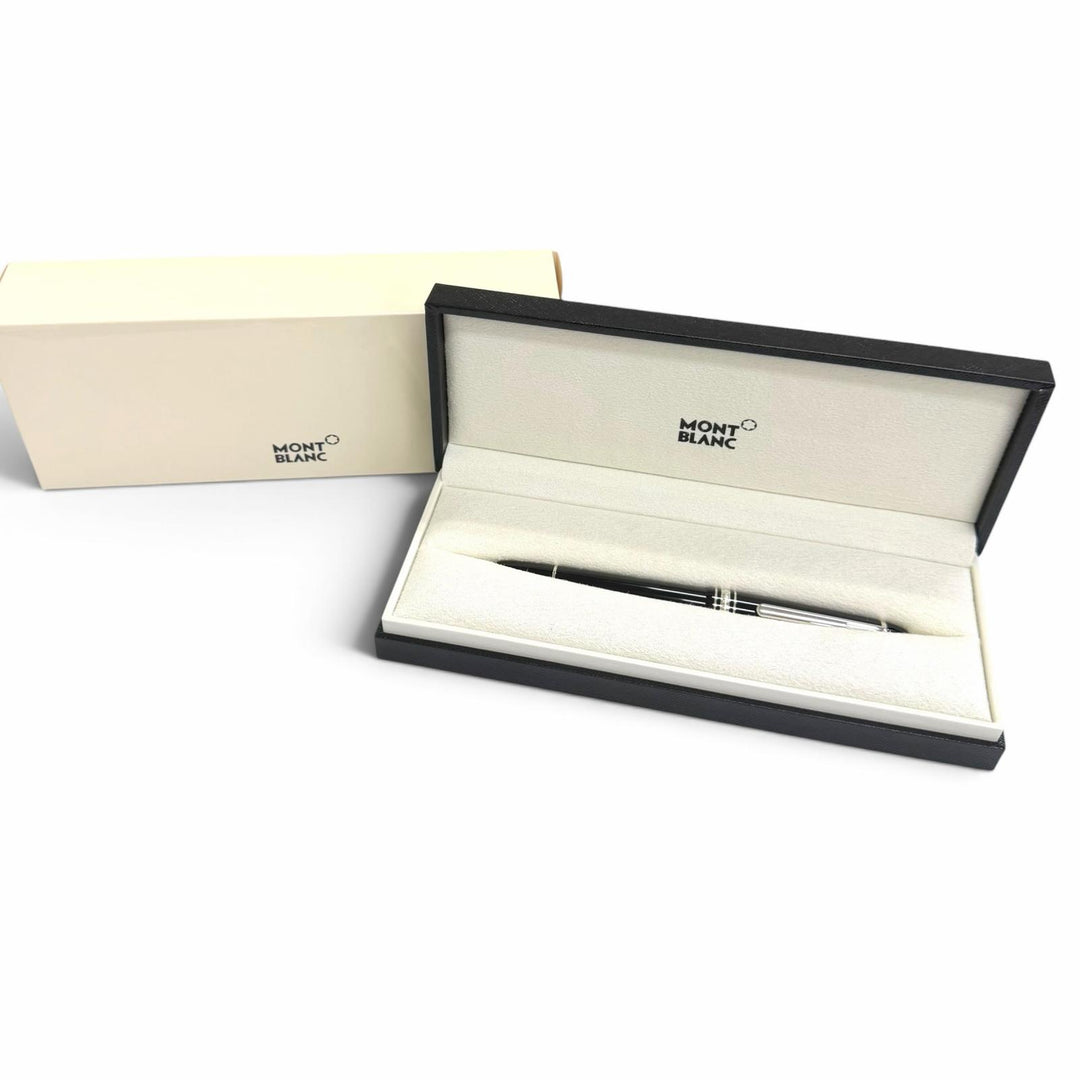 極美品□MONTBLANC モンブラン マイスターシュテュック Pix 145 クラシック プラチナライン ペン先14K Mニブ 万年筆 ブラック ドイツ製