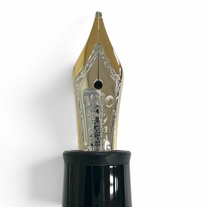 極美品□MONTBLANC モンブラン マイスターシュテュック Pix 145 クラシック プラチナライン ペン先14K Mニブ 万年筆 ブラック ドイツ製
