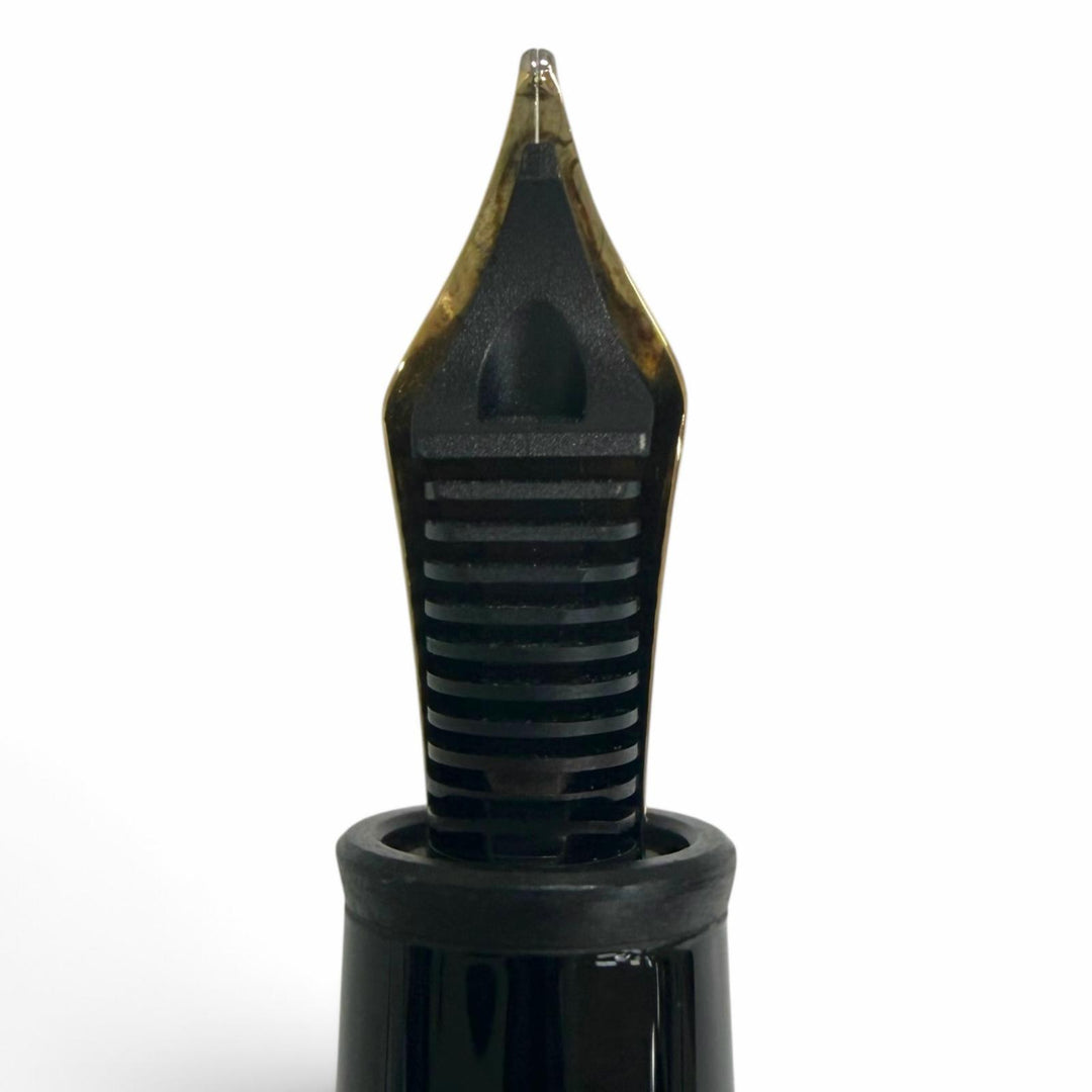 極美品□MONTBLANC モンブラン マイスターシュテュック Pix 145 クラシック プラチナライン ペン先14K Mニブ 万年筆 ブラック ドイツ製