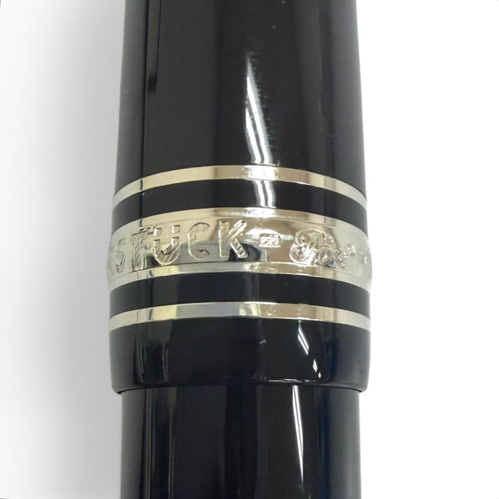 極美品□MONTBLANC モンブラン マイスターシュテュック Pix 145 クラシック プラチナライン ペン先14K Mニブ 万年筆 ブラック ドイツ製