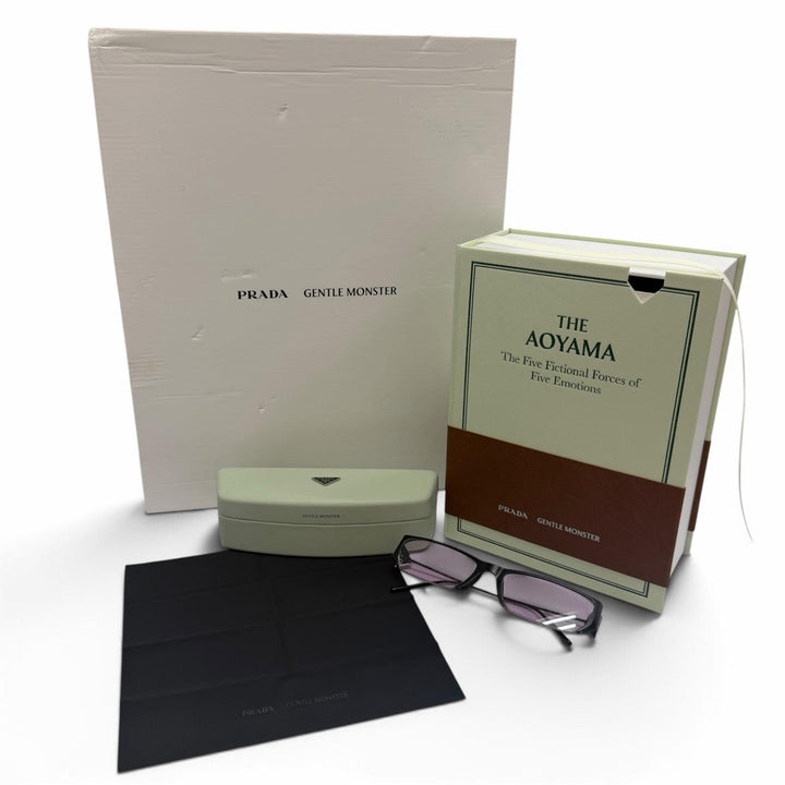 未使用品▼PRADA GENTLE MONSTER プラダ ジェントルモンスター SPR D63 2 M01 チタニウム トライアングルロゴ スクエア サングラス 箱付
