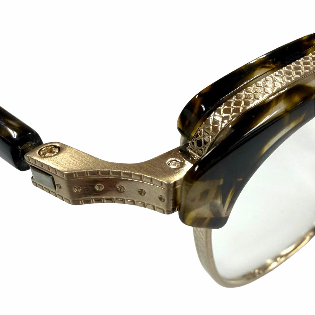 極美品▼金子眼鏡 カネコガンキョウ KMP-19 925 サーモントブロー マーブル柄 メガネ 眼鏡 アイウェア クリアブラウン 50□21 重量26.68g