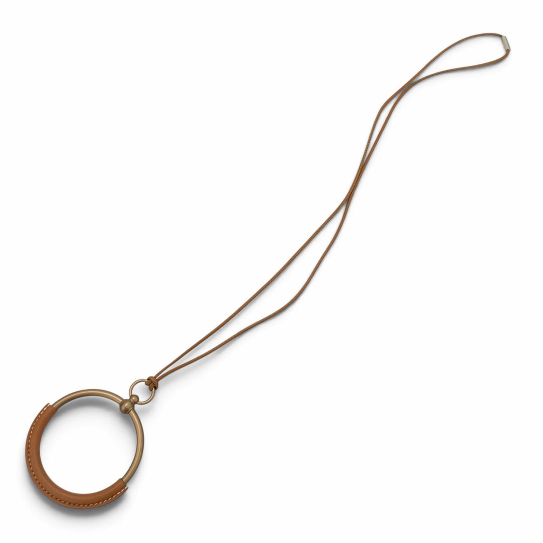 極美品★HERMES エルメス レザー ゴールド/ブロンズ ループグラン ネックレス ペンダント アクセサリー USA製 レディース 保存袋付き