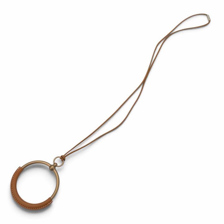 極美品★HERMES エルメス レザー ゴールド/ブロンズ ループグラン ネックレス ペンダント アクセサリー USA製 レディース 保存袋付き