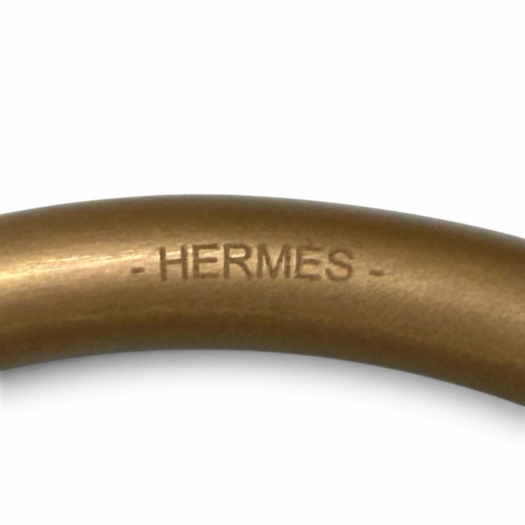 極美品★HERMES エルメス レザー ゴールド/ブロンズ ループグラン ネックレス ペンダント アクセサリー USA製 レディース 保存袋付き