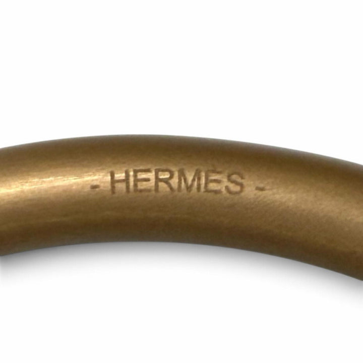 極美品★HERMES エルメス レザー ゴールド/ブロンズ ループグラン ネックレス ペンダント アクセサリー USA製 レディース 保存袋付き