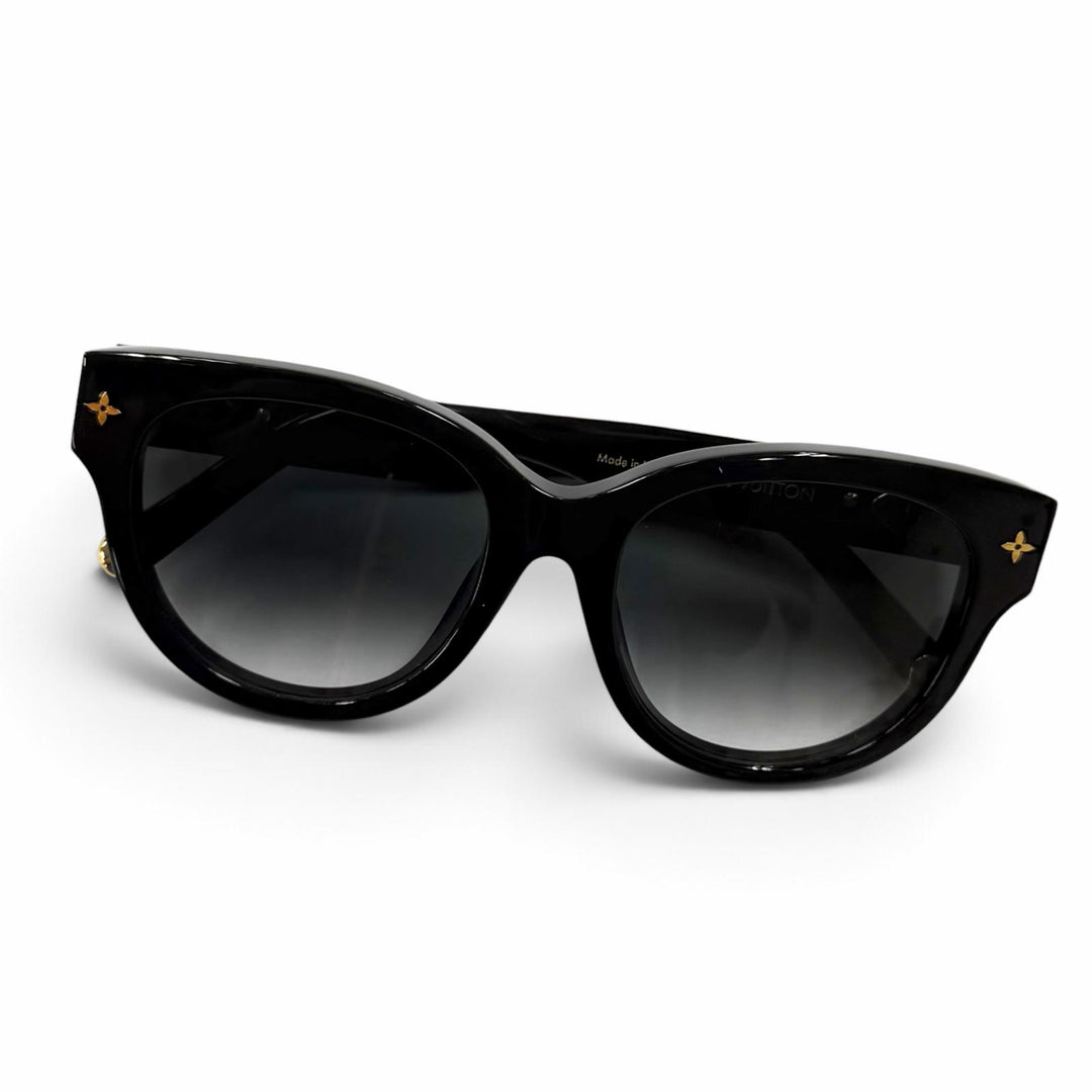 美品★LOUIS VUITTON ルイヴィトン Z1526E サングラス・マイ モノグラム・ラウンド ブラック ゴールド 52□19 143 イタリア製 レディース
