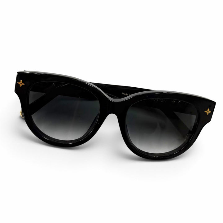 美品★LOUIS VUITTON ルイヴィトン Z1526E サングラス・マイ モノグラム・ラウンド ブラック ゴールド 52□19 143 イタリア製 レディース