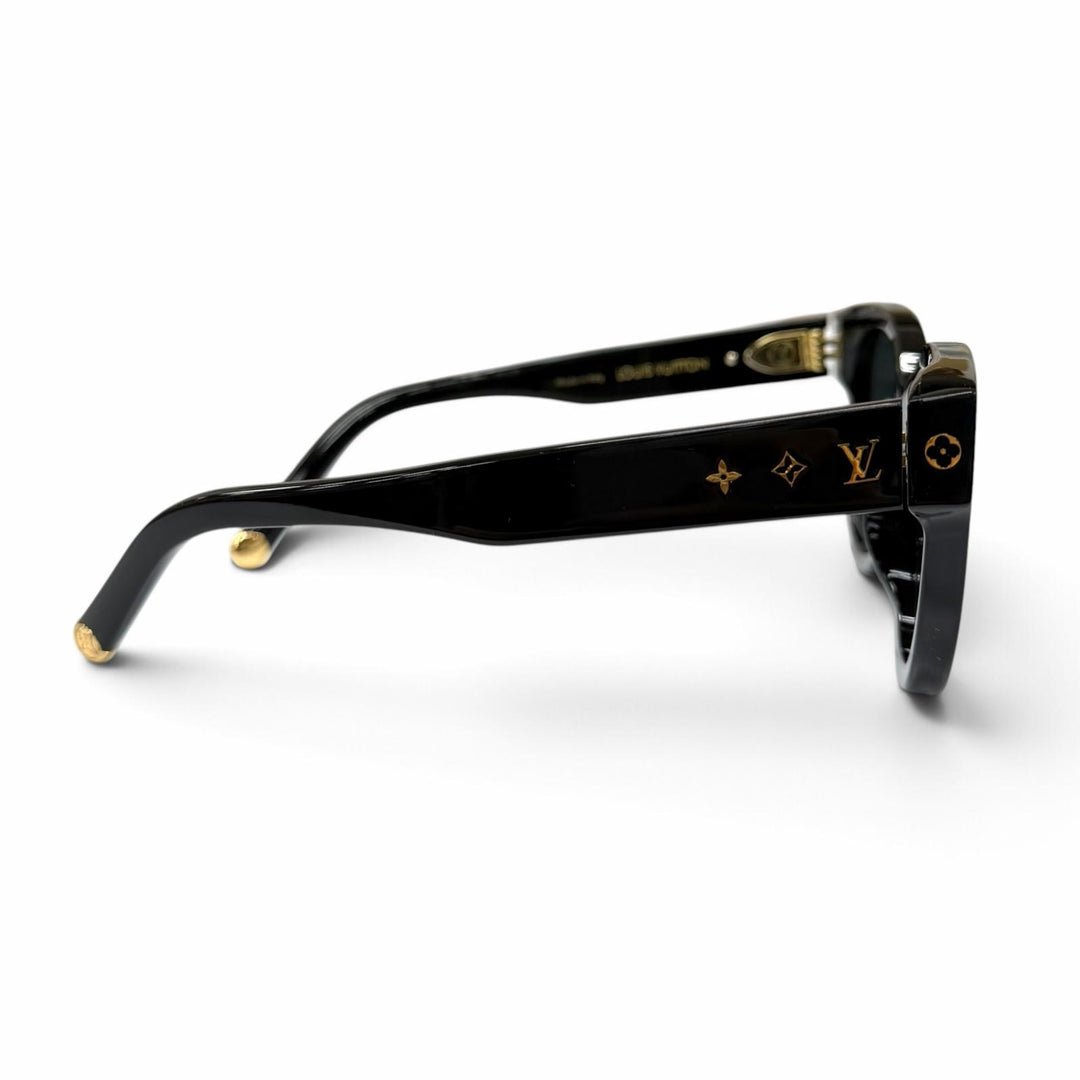 美品★LOUIS VUITTON ルイヴィトン Z1526E サングラス・マイ モノグラム・ラウンド ブラック ゴールド 52□19 143 イタリア製 レディース