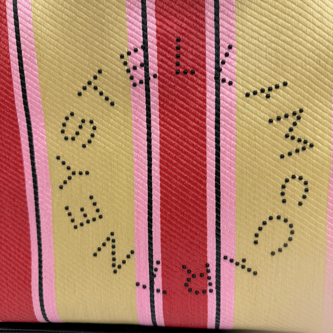 未使用品☆Stella McCartney ステラマッカートニー 502793WP0141 ポーチ付 サークルロゴ ストライプ ラフィア トートバッグ 保袋付