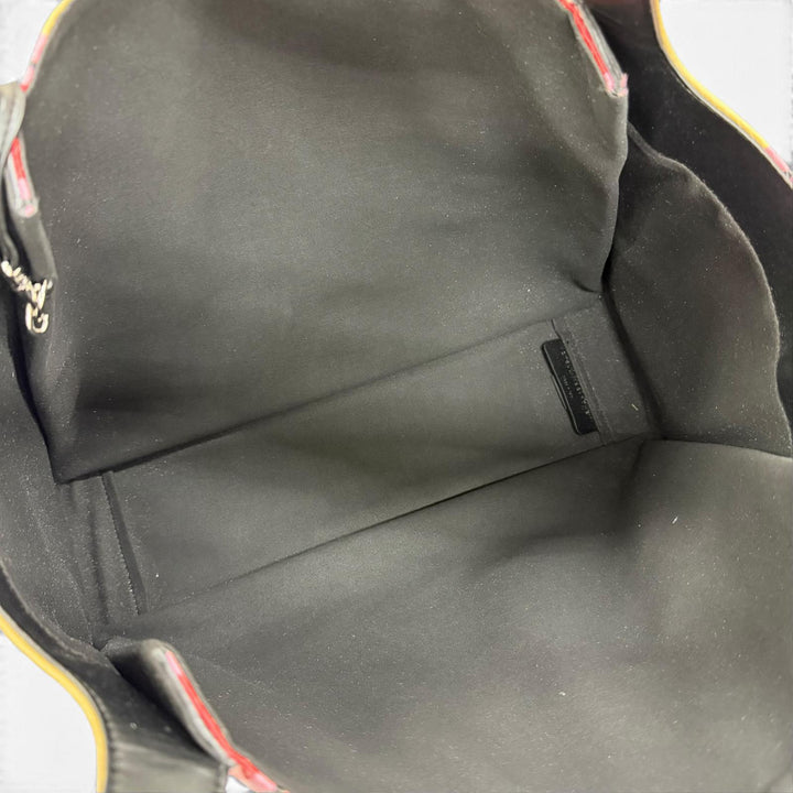 未使用品☆Stella McCartney ステラマッカートニー 502793WP0141 ポーチ付 サークルロゴ ストライプ ラフィア トートバッグ 保袋付