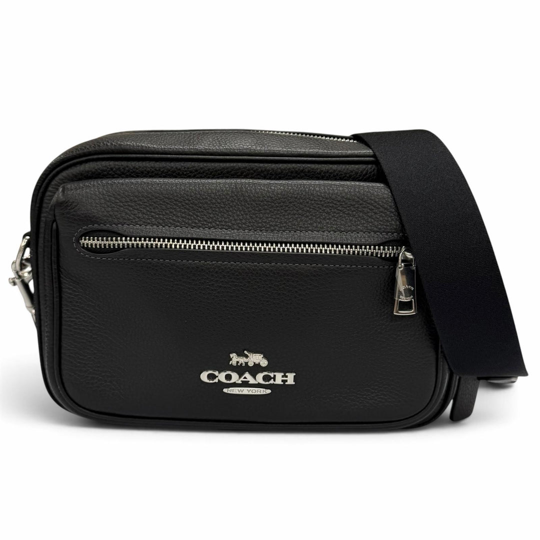 未使用品★COACH コーチ CJ509 エリアス リファインド ペブル レザー クロスボディバッグ カメラバッグ ブラック レディース 箱付き