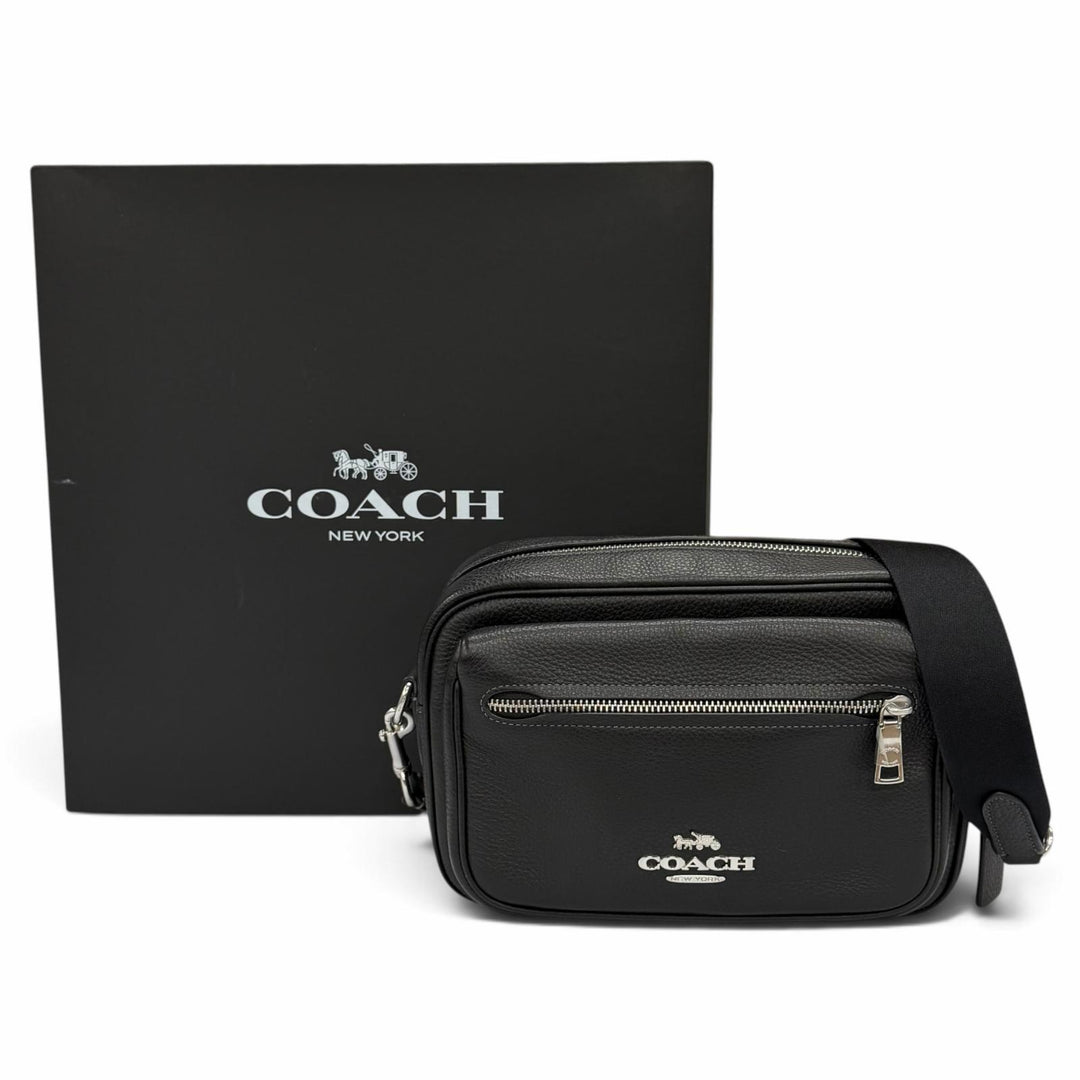 未使用品★COACH コーチ CJ509 エリアス リファインド ペブル レザー クロスボディバッグ カメラバッグ ブラック レディース 箱付き