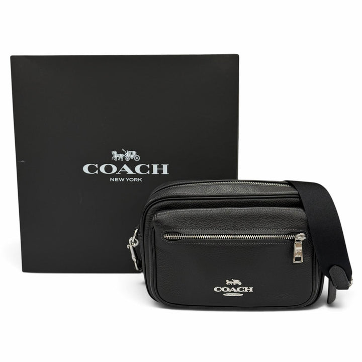 未使用品★COACH コーチ CJ509 エリアス リファインド ペブル レザー クロスボディバッグ カメラバッグ ブラック レディース 箱付き