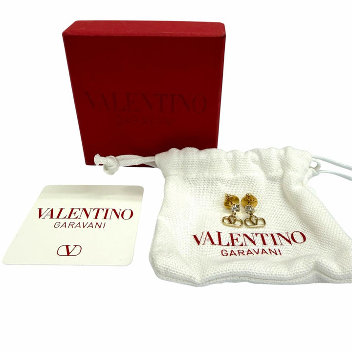 未使用品☆Valentino Garavani ヴァレンティノガラヴァーニ 6W2J0H29YCW Vロゴ シグネチャー メタル クリスタルピアス ゴールド 箱・袋付