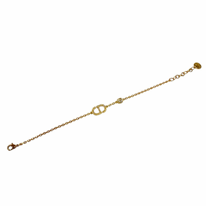 未使用品☆DIOR ディオール Petit CD ブレスレット メタル クリスタルビジュー付 アクセサリー ゴールド レディース 箱・保存袋付き