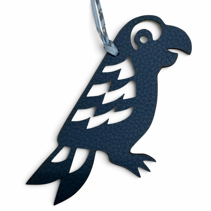 未使用品☆HERMES エルメス プティアッシュ オウム レザー バッグチャーム ブルー ブラウン フランス製 レディース 箱付き