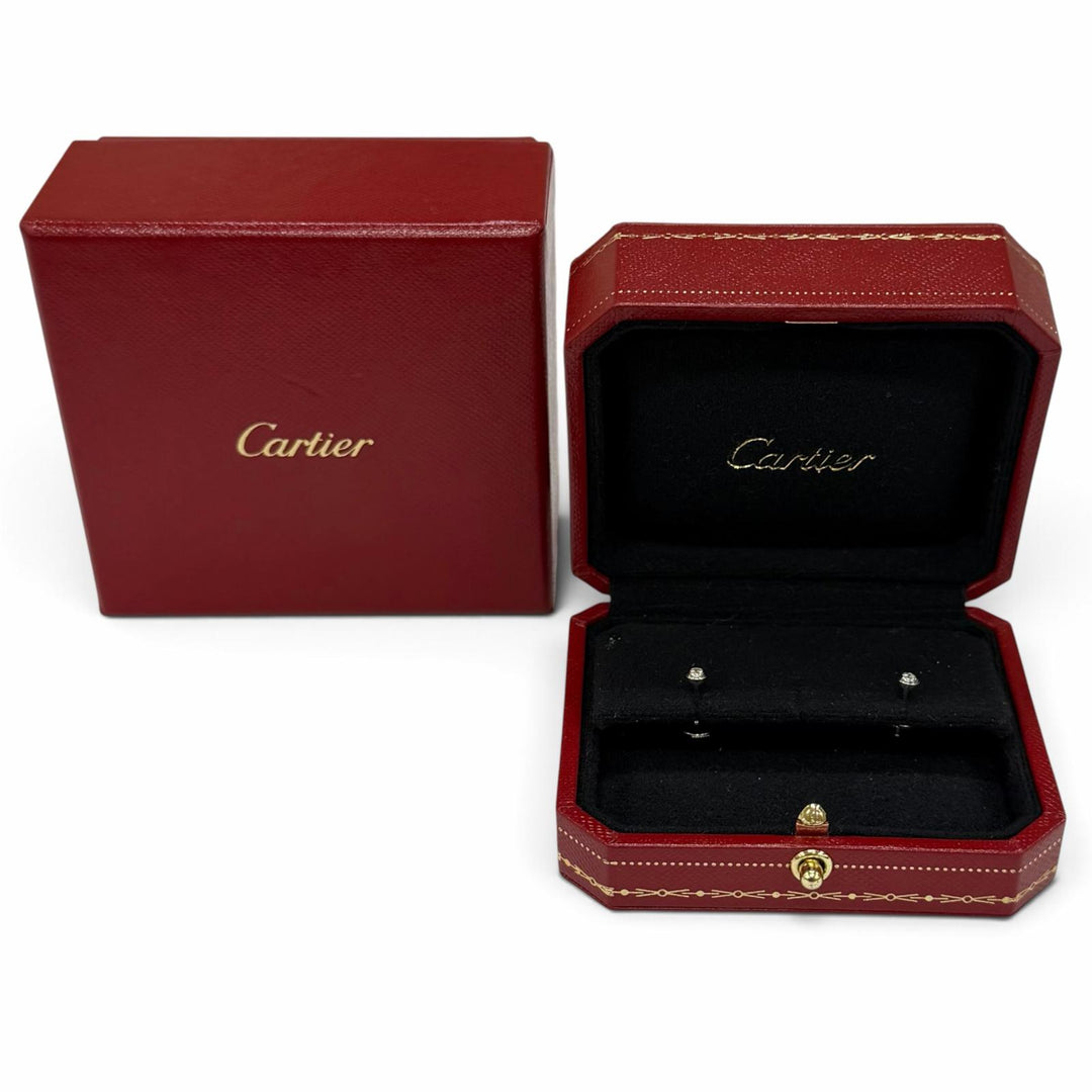 美品★Cartier カルティエ AU750(WG) ダムール XS ダイヤ ピアス アクセサリー ホワイトゴールド 重量1.09g レディース 箱付き