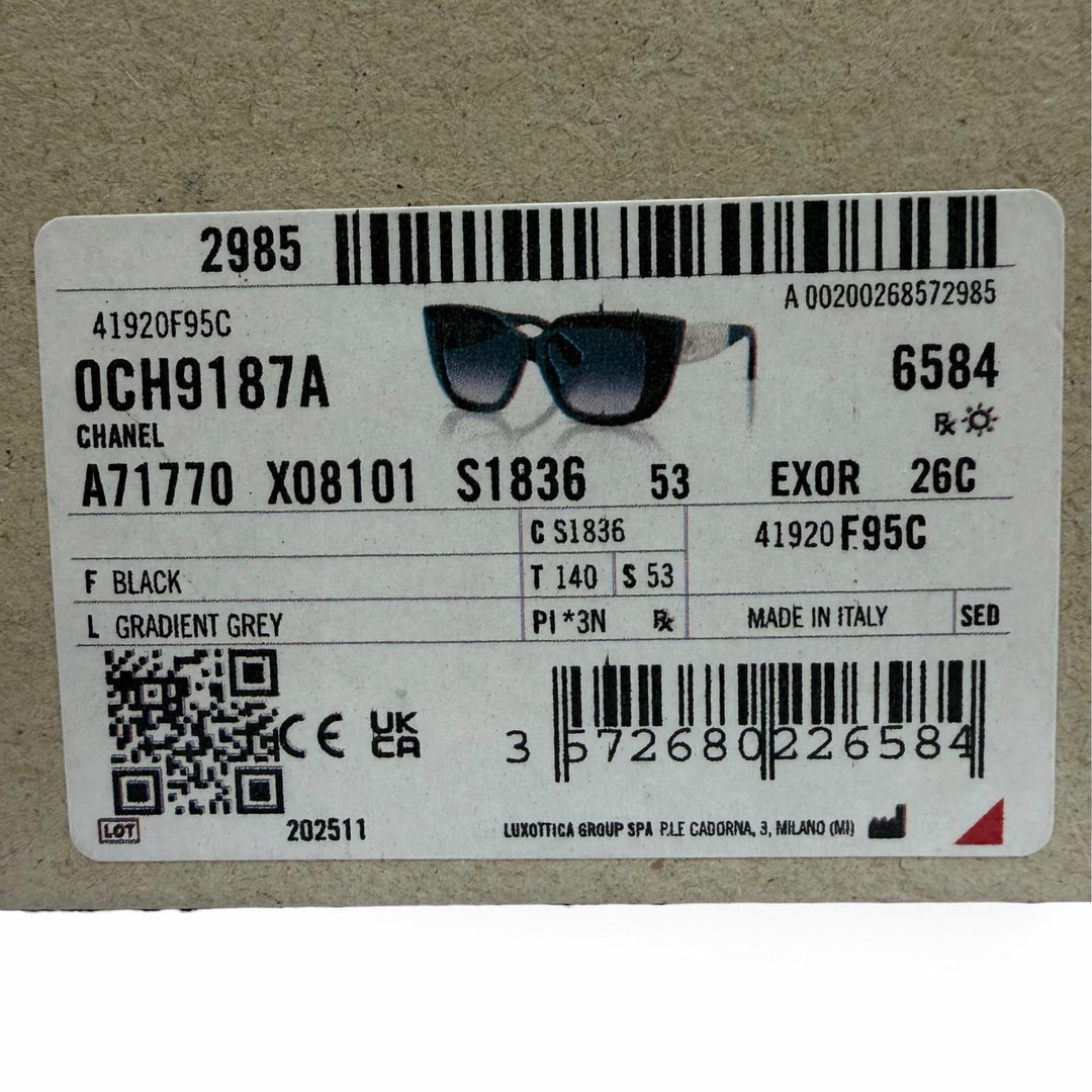 極美品☆CHANEL シャネル 26C A71770 バタフライ シェイプ サングラス 現行品 ココマーク ブラック デモレンズ 定価170500円 箱付き