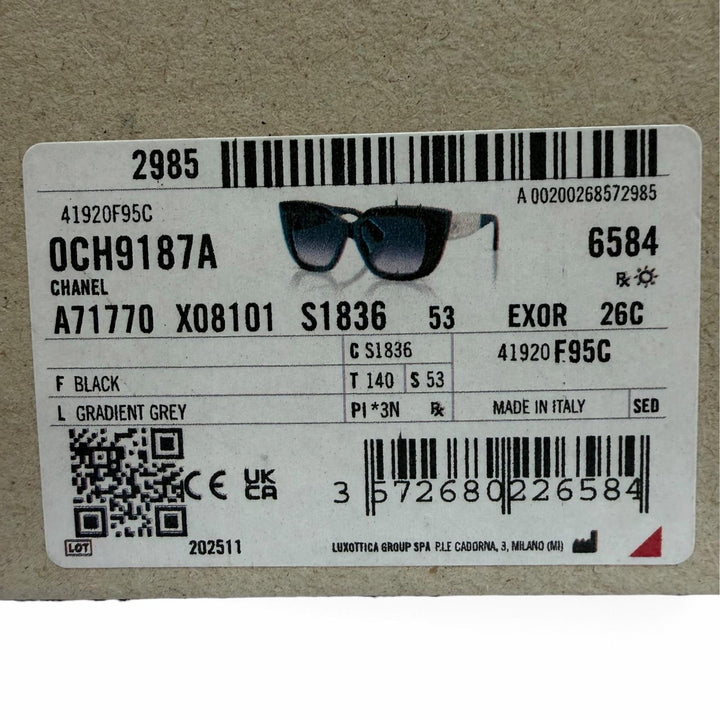 極美品☆CHANEL シャネル 26C A71770 バタフライ シェイプ サングラス 現行品 ココマーク ブラック デモレンズ 定価170500円 箱付き