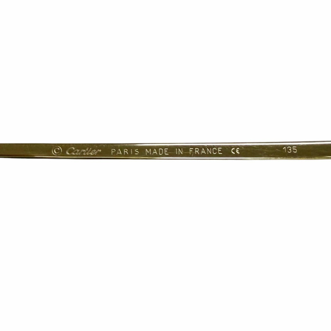 美品□Cartier カルティエ 2Cデコール スクエア リムレス ツーポイント メガネ 眼鏡 アイウェア ゴールド ブラウン □20-135 フランス製